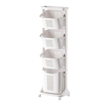 4-Tier Rolling Laundry Basket with Divided Baskets for Easy Sorting