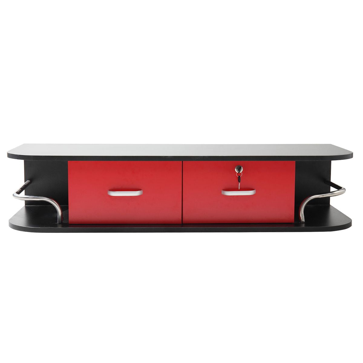 Modern Wall-Mounted Salon Styling Station with Lockable Drawers and Side Storage