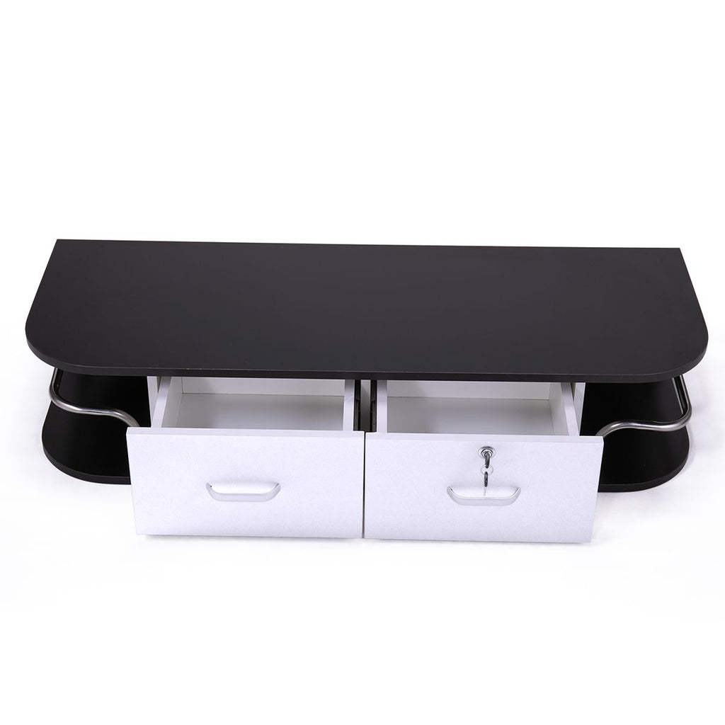 Modern Wall-Mounted Salon Styling Station with Lockable Drawers and Side Storage