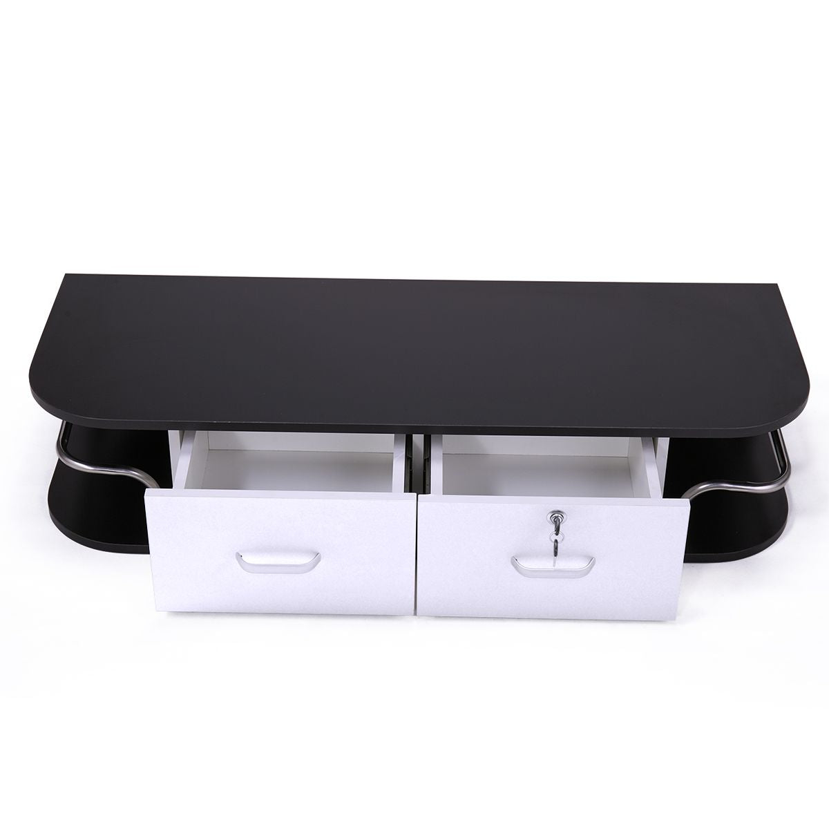 Modern Wall-Mounted Salon Styling Station with Lockable Drawers and Side Storage