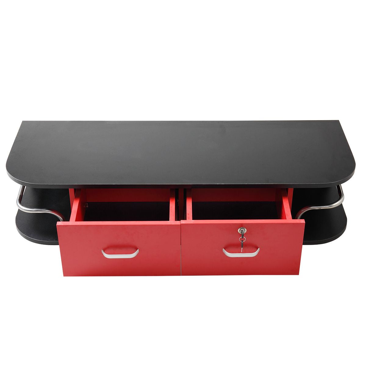Modern Wall-Mounted Salon Styling Station with Lockable Drawers and Side Storage