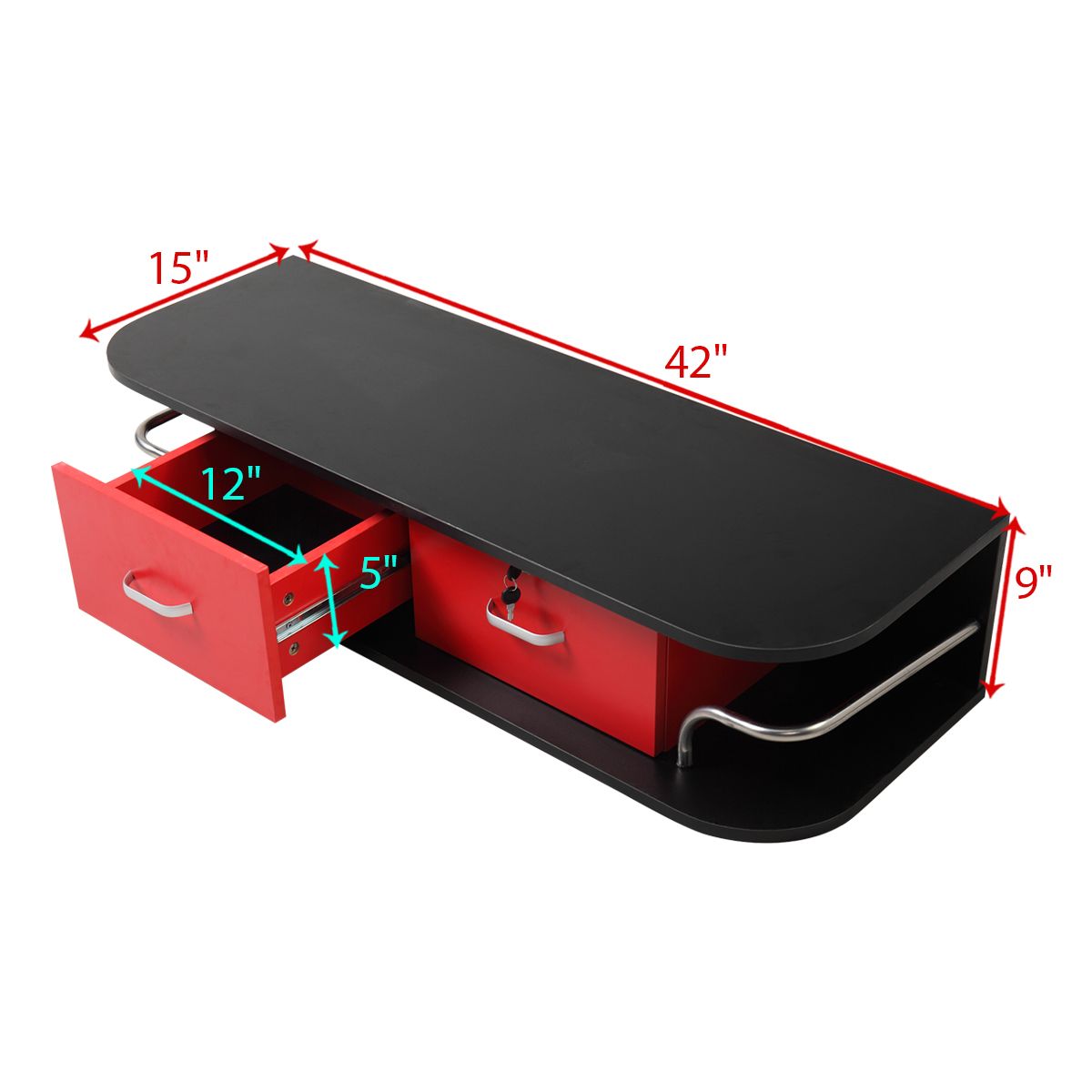 Modern Wall-Mounted Salon Styling Station with Lockable Drawers and Side Storage