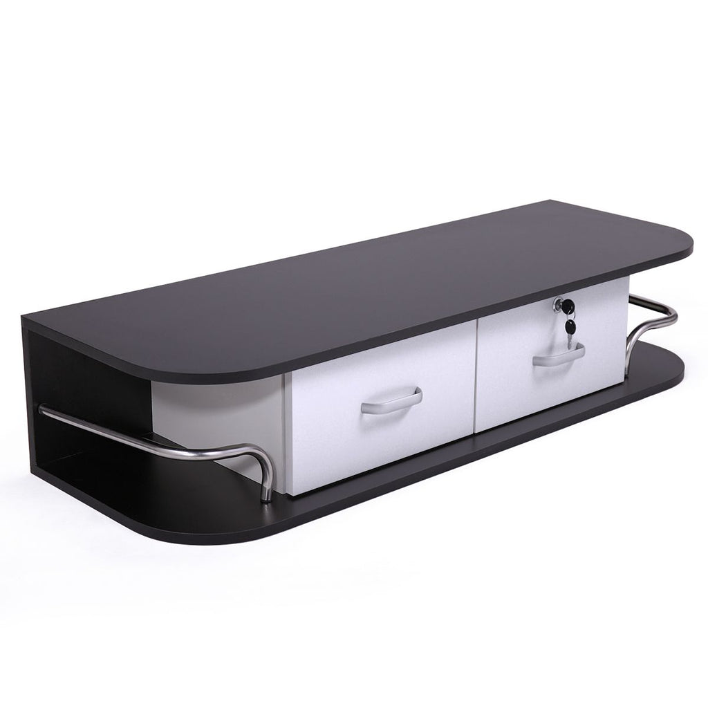 Modern Wall-Mounted Salon Styling Station with Lockable Drawers and Side Storage