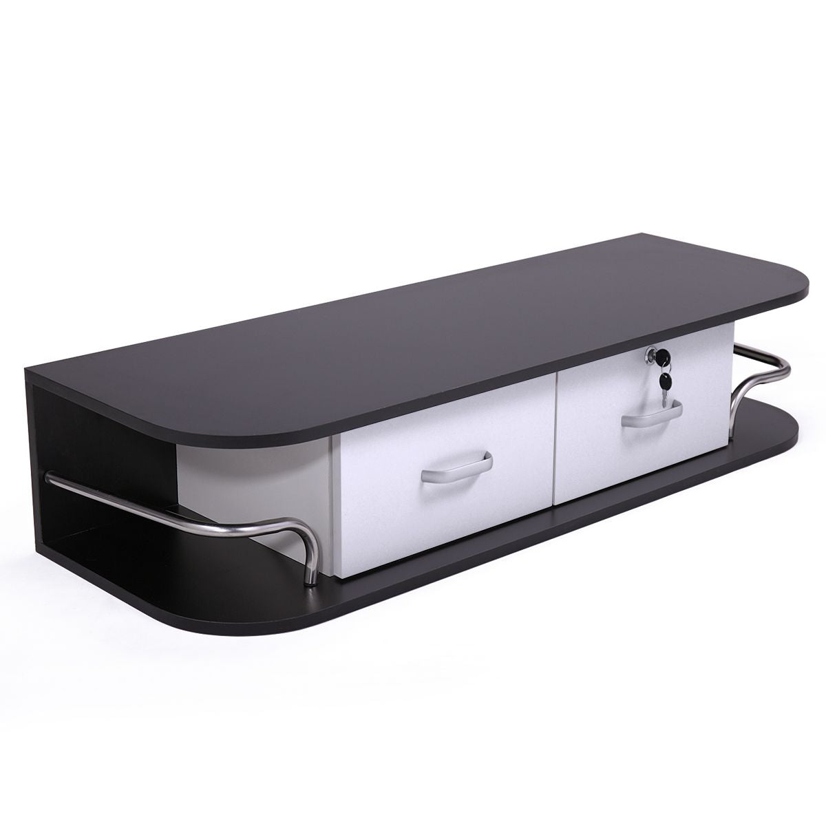 Modern Wall-Mounted Salon Styling Station with Lockable Drawers and Side Storage