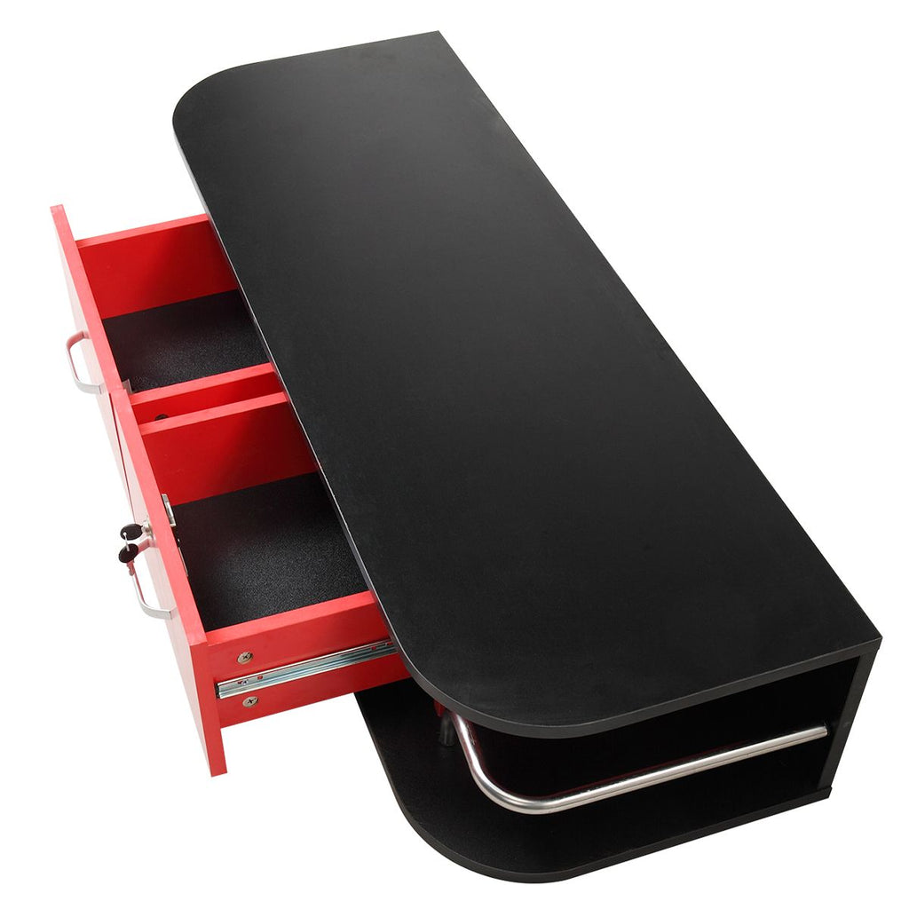 Modern Wall-Mounted Salon Styling Station with Lockable Drawers and Side Storage