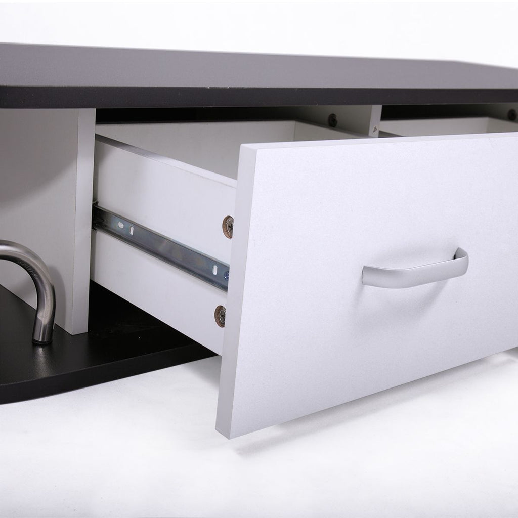 Modern Wall-Mounted Salon Styling Station with Lockable Drawers and Side Storage