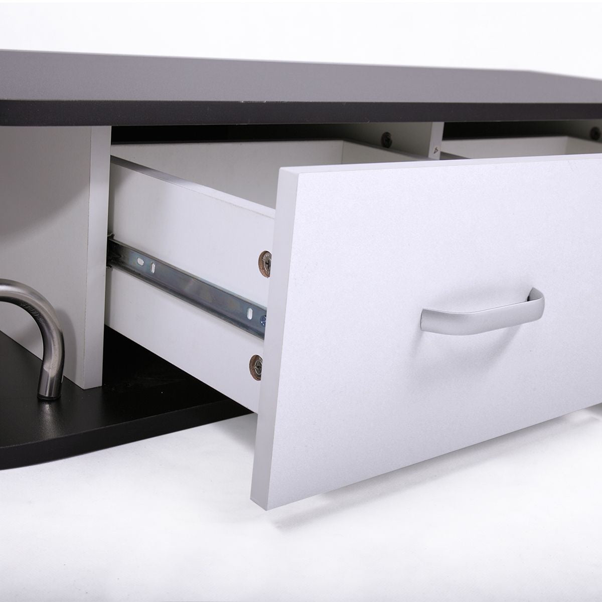 Modern Wall-Mounted Salon Styling Station with Lockable Drawers and Side Storage