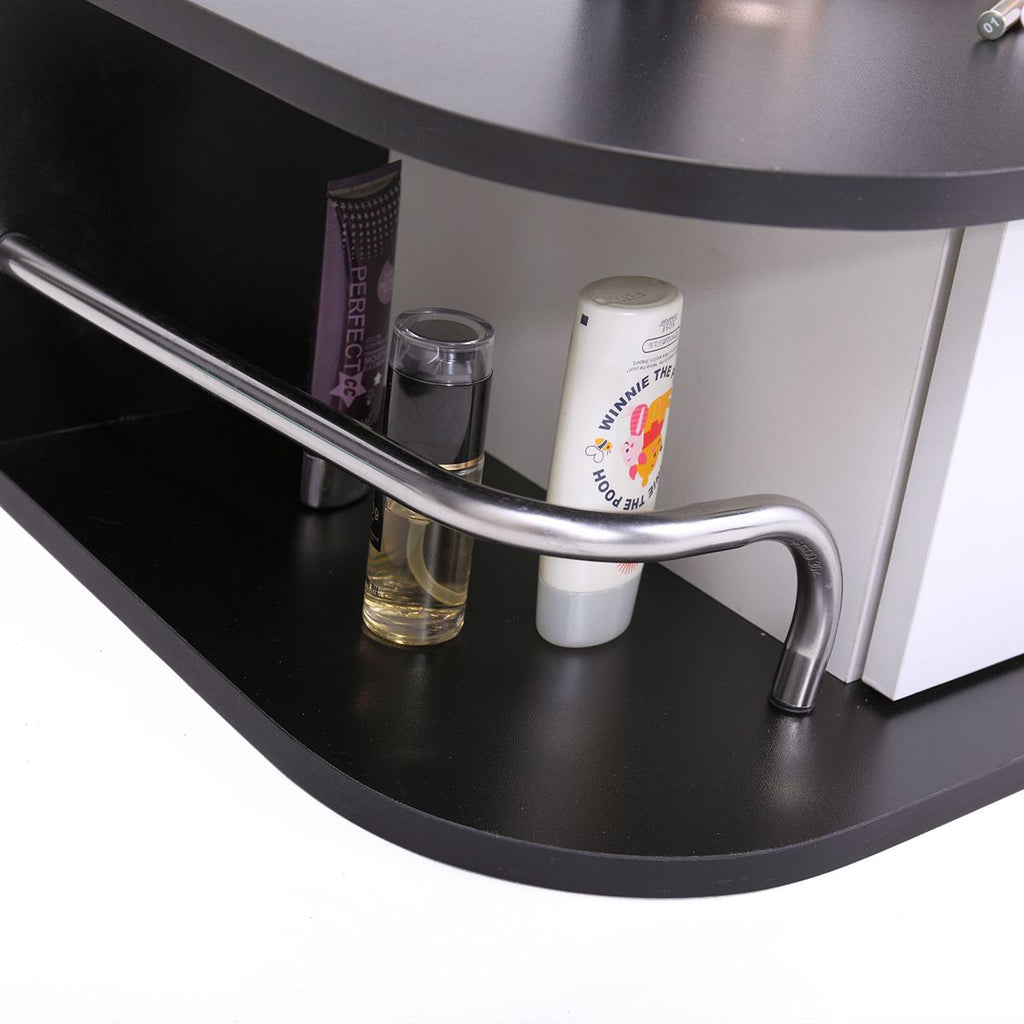 Modern Wall-Mounted Salon Styling Station with Lockable Drawers and Side Storage