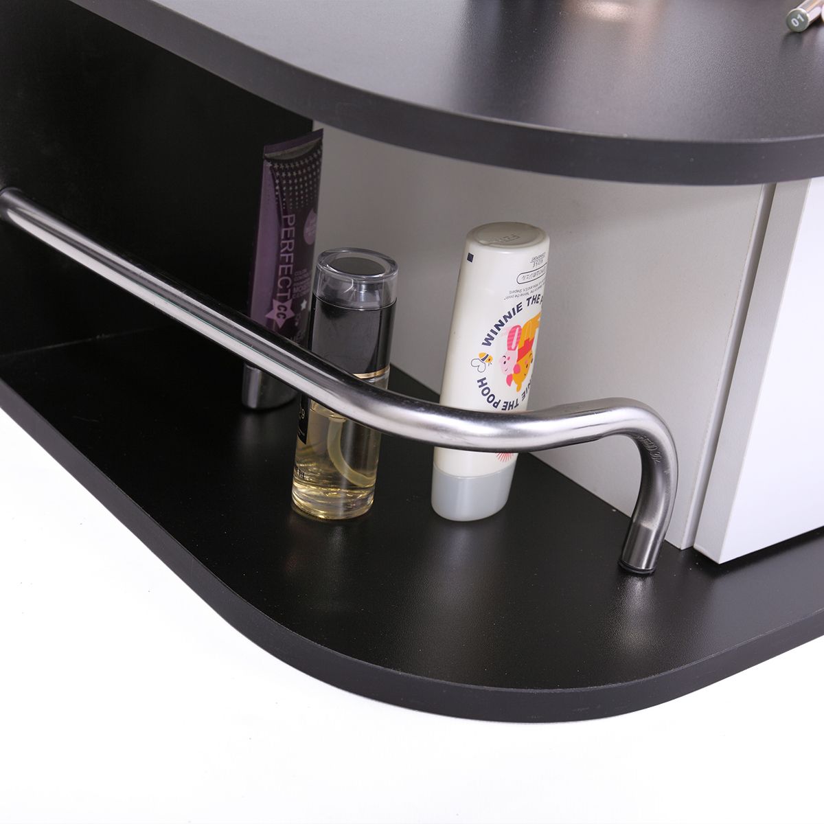 Modern Wall-Mounted Salon Styling Station with Lockable Drawers and Side Storage