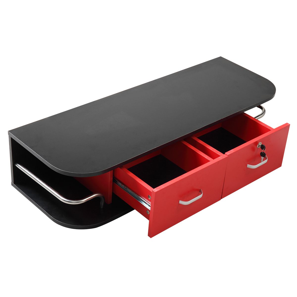 Modern Wall-Mounted Salon Styling Station with Lockable Drawers and Side Storage