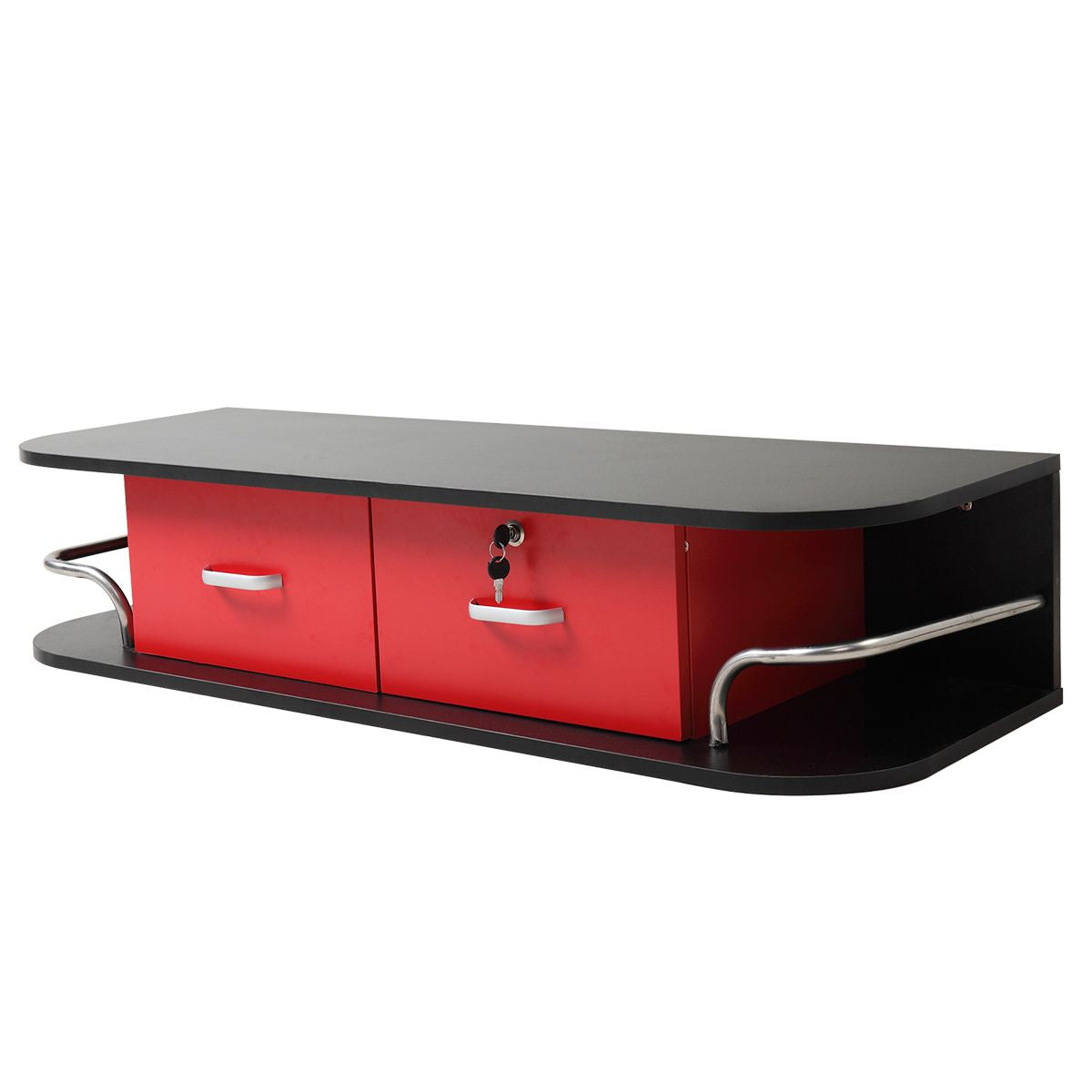 Modern Wall-Mounted Salon Styling Station with Lockable Drawers and Side Storage