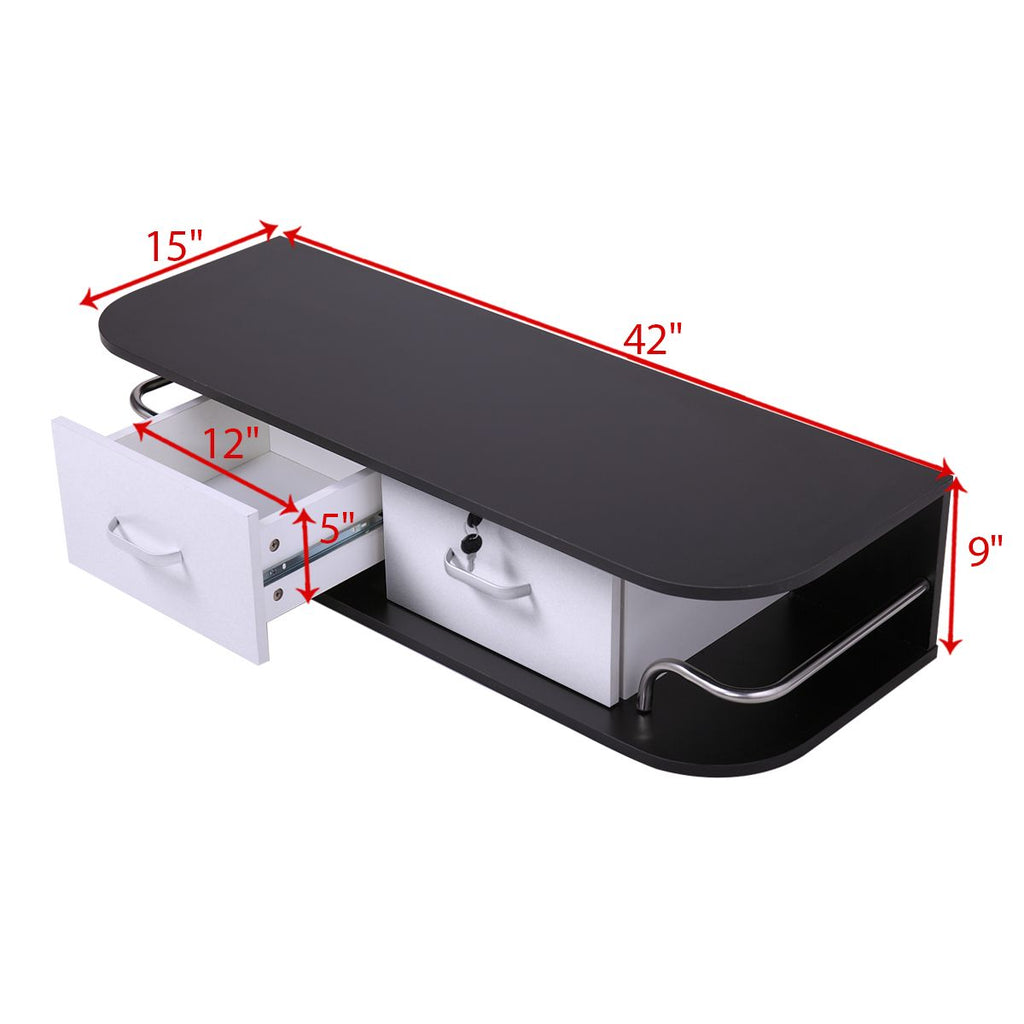 Modern Wall-Mounted Salon Styling Station with Lockable Drawers and Side Storage