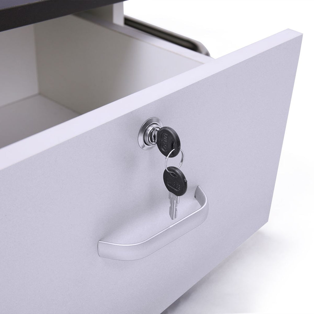 Modern Wall-Mounted Salon Styling Station with Lockable Drawers and Side Storage