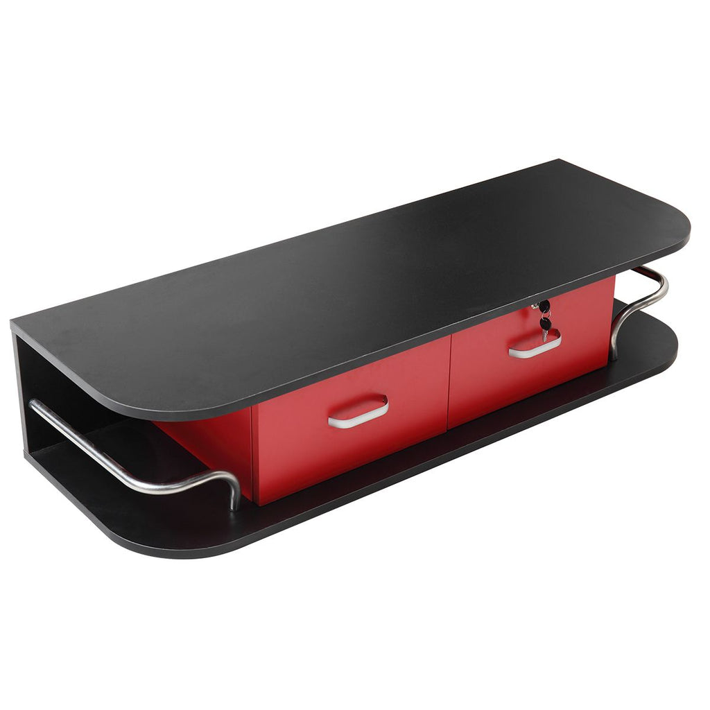 Modern Wall-Mounted Salon Styling Station with Lockable Drawers and Side Storage