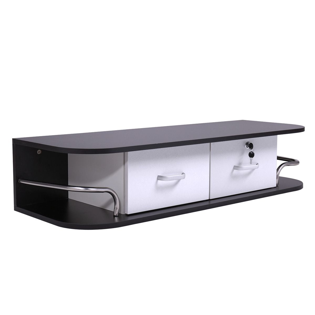 Modern Wall-Mounted Salon Styling Station with Lockable Drawers and Side Storage