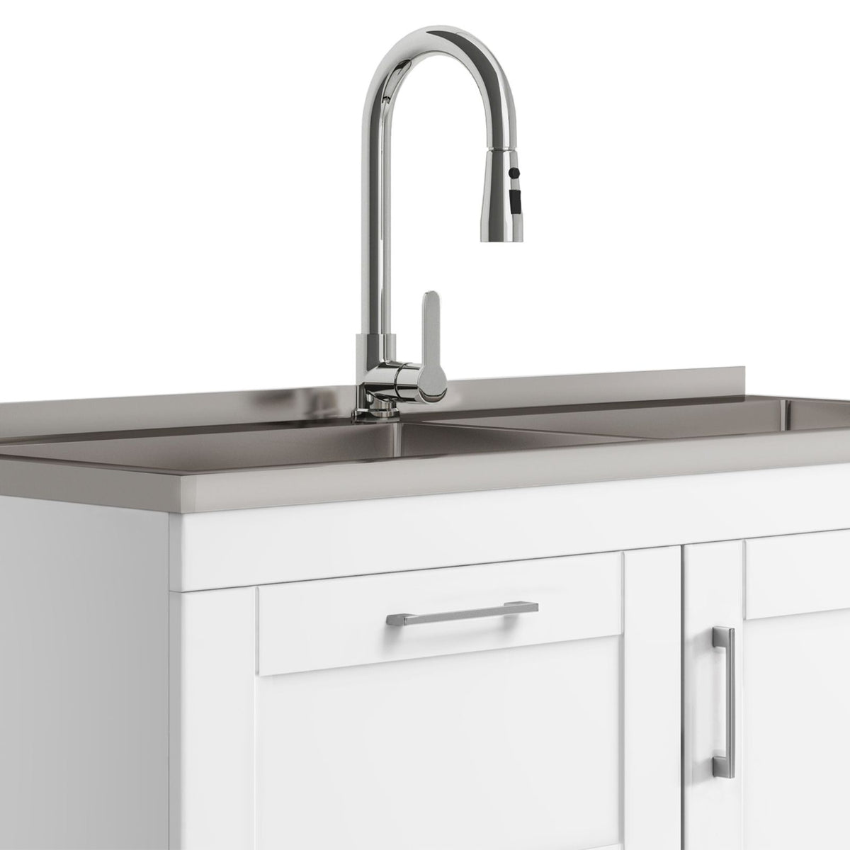 Wide Shaker Laundry Cabinet with Sink and Pull-Out Faucet