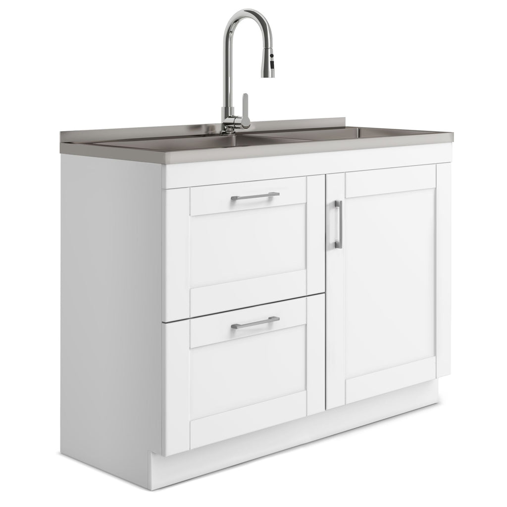 Wide Shaker Laundry Cabinet with Sink and Pull-Out Faucet