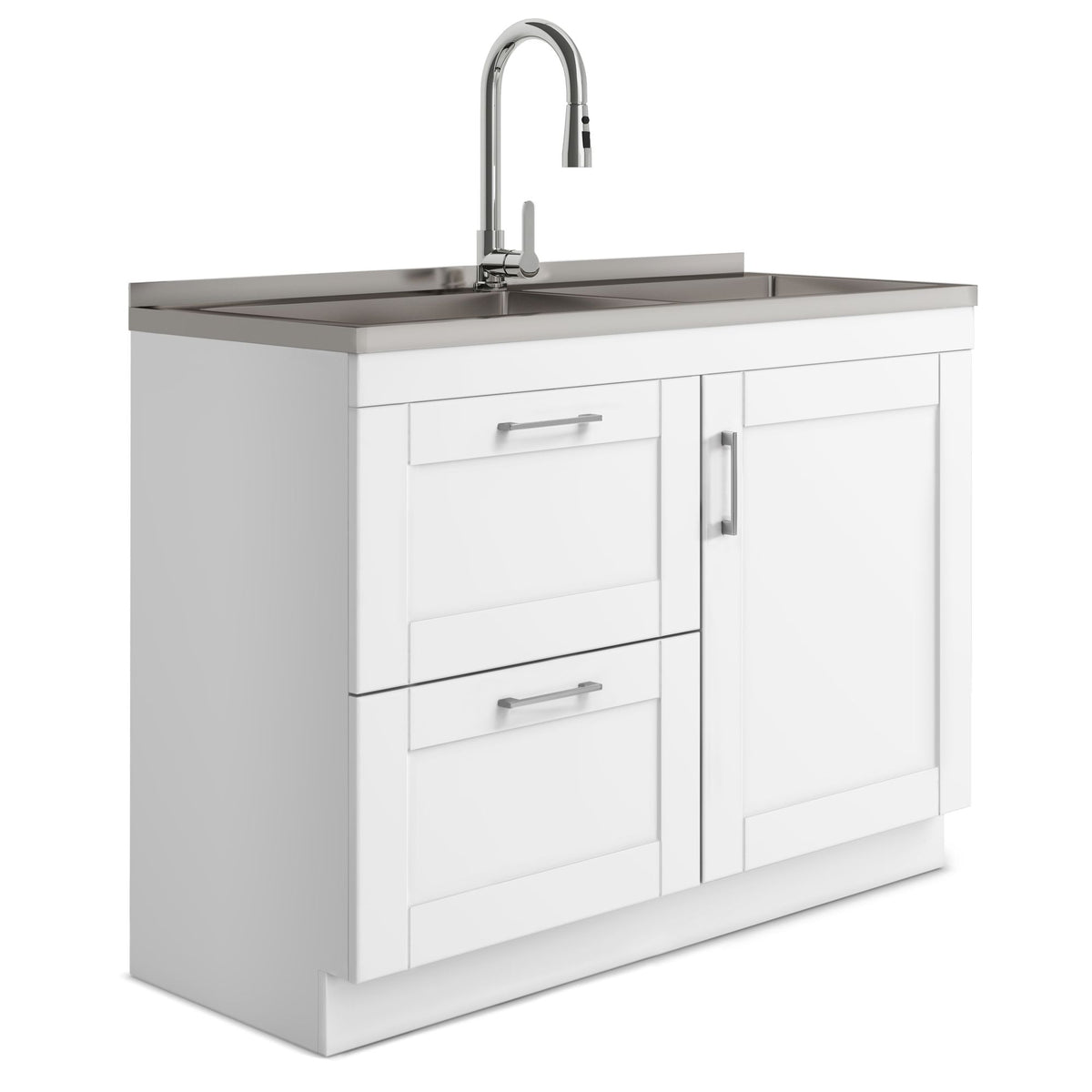 Wide Shaker Laundry Cabinet with Sink and Pull-Out Faucet