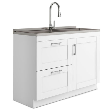 Wide Shaker Laundry Cabinet with Sink and Pull-Out Faucet
