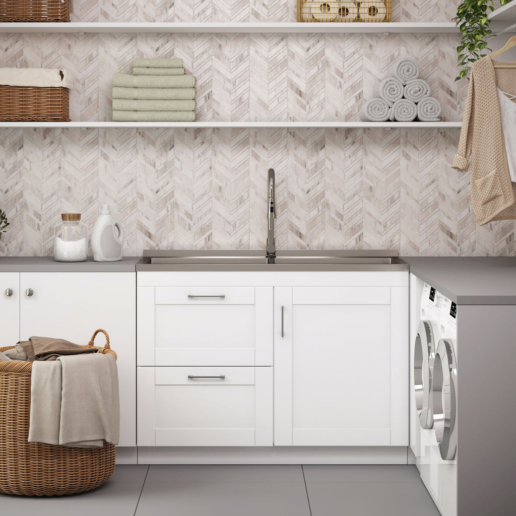 Wide Shaker Laundry Cabinet with Sink and Pull-Out Faucet