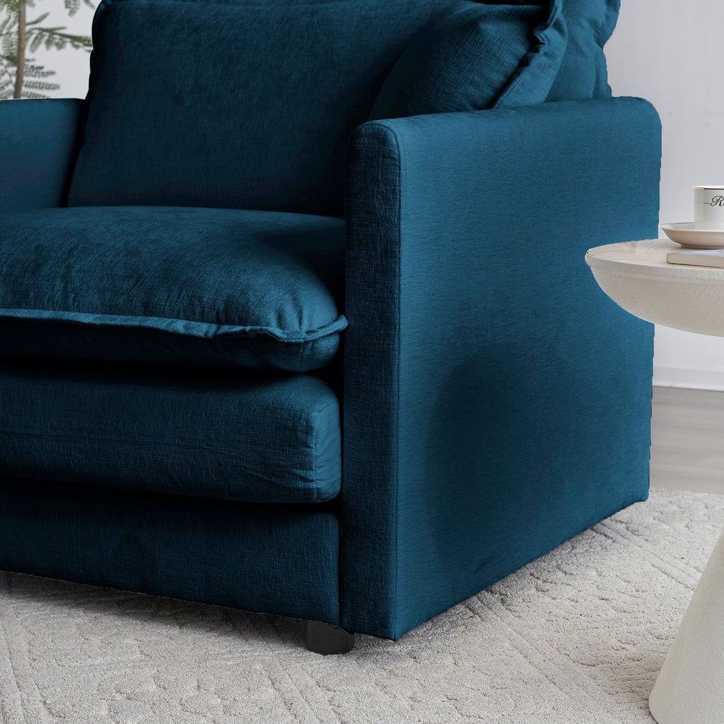 Blue Five-Seat Modular U-Shaped Sectional with Ottoman