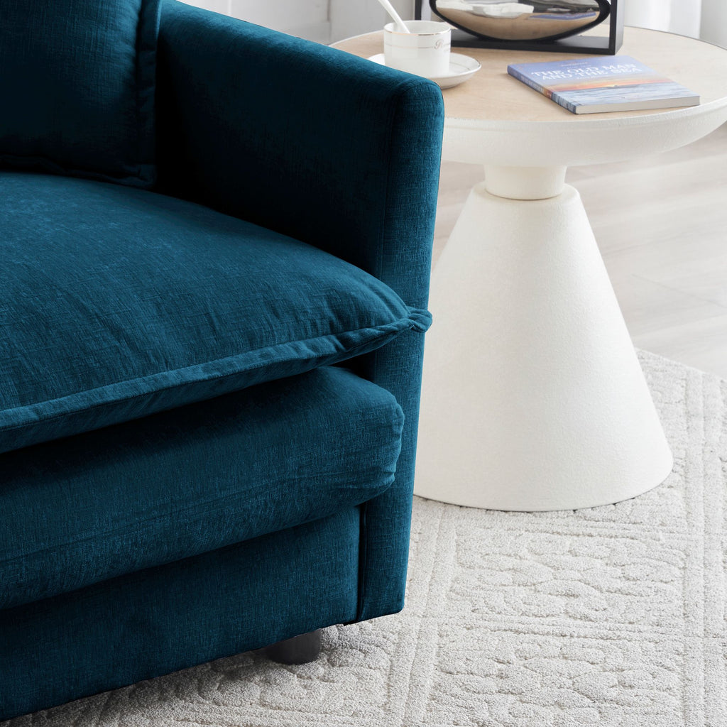 Blue Five-Seat Modular U-Shaped Sectional with Ottoman
