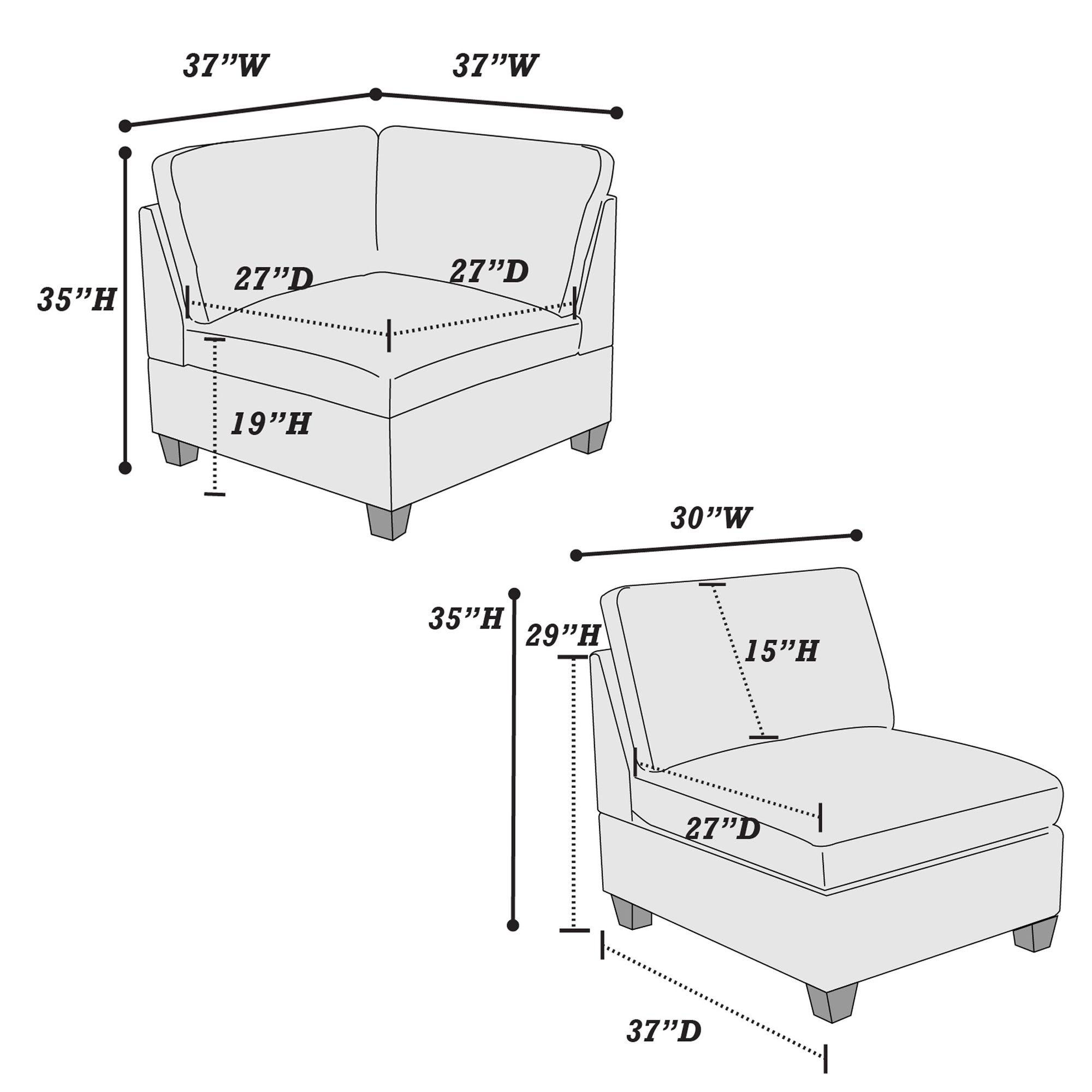 MODULAR SET - 2PC in Gray