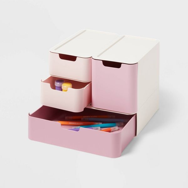 Pink and Cream Modular Drawer Set for Small Essentials