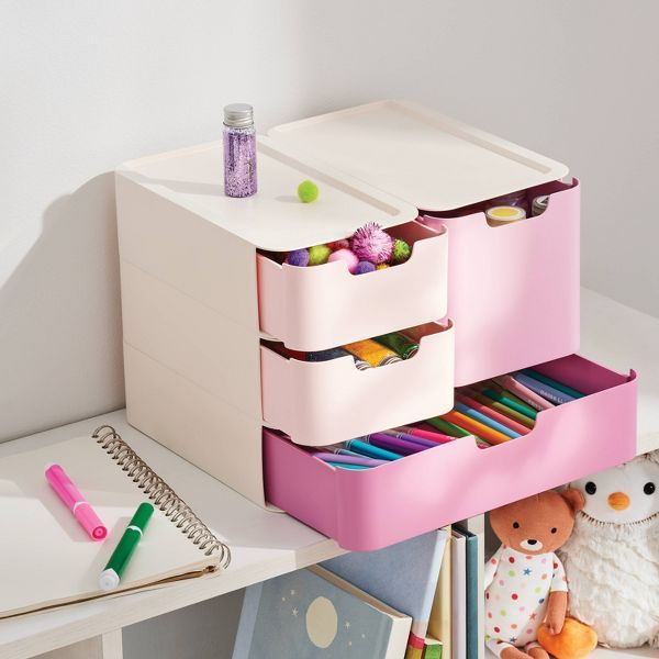 Pink and Cream Modular Drawer Set for Small Essentials
