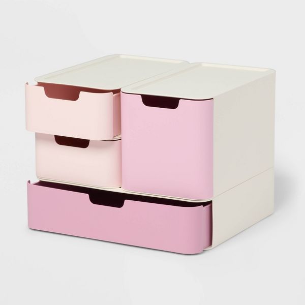 Pink and Cream Modular Drawer Set for Small Essentials