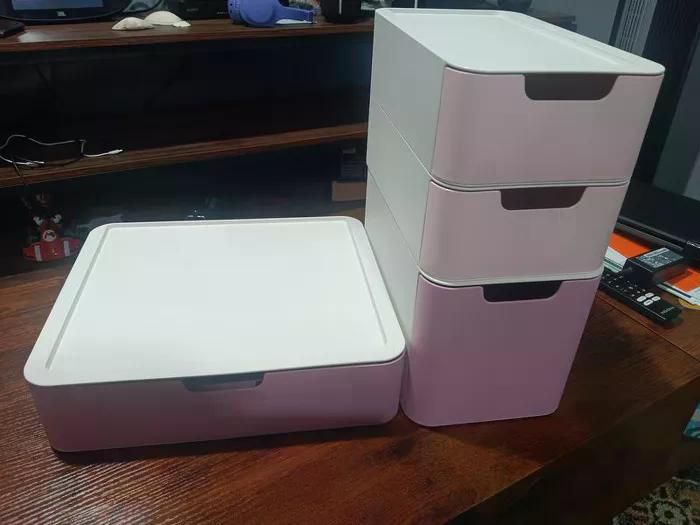 Pink and Cream Modular Drawer Set for Small Essentials