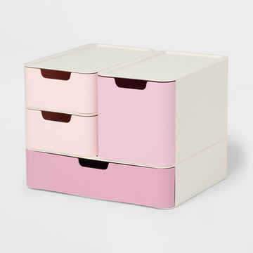 Pink and Cream Modular Drawer Set for Small Essentials