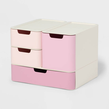 Pink and Cream Modular Drawer Set for Small Essentials