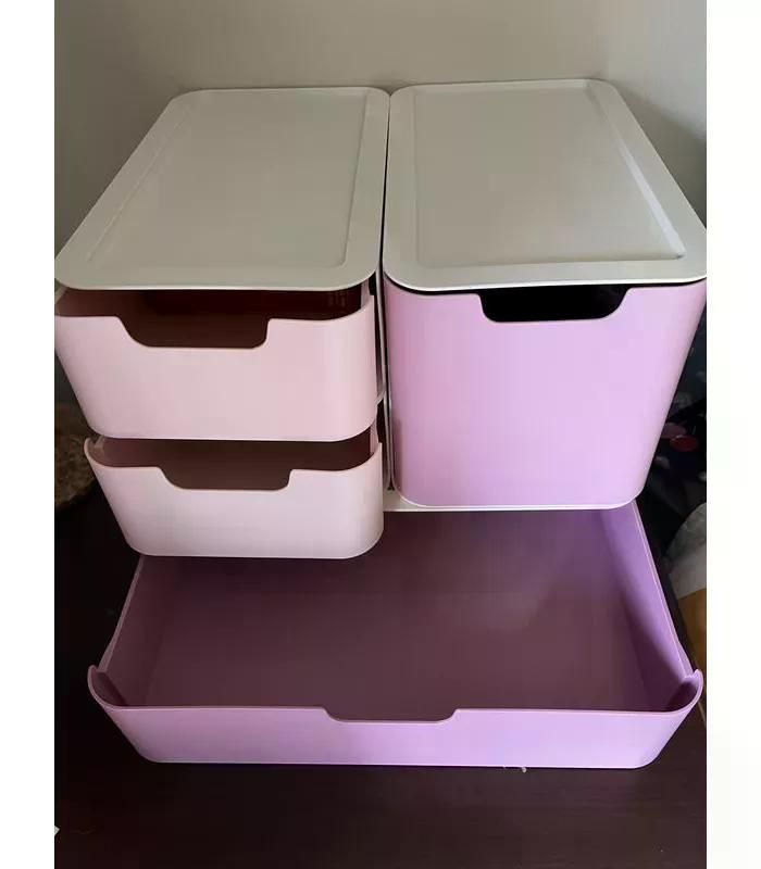 Pink and Cream Modular Drawer Set for Small Essentials