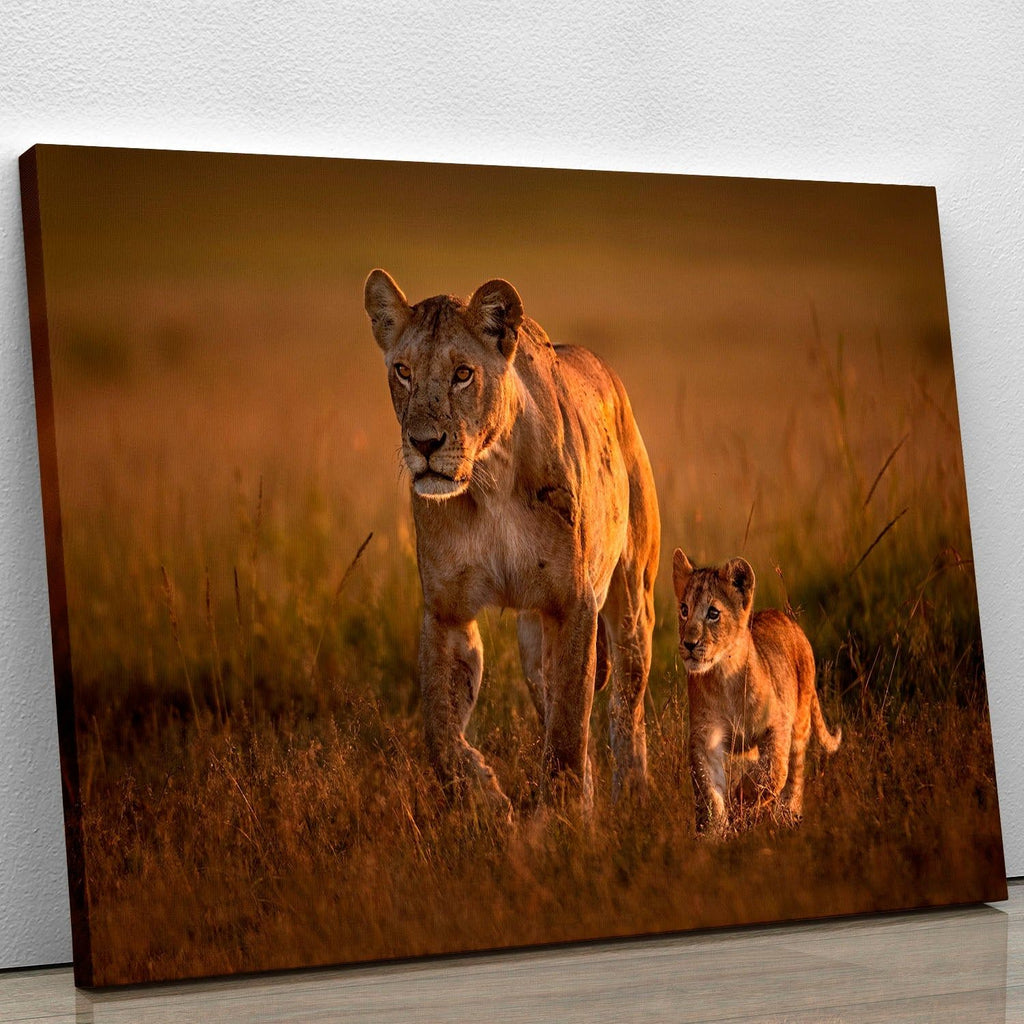 Lioness and Cub Art with a Tender Wildlife Theme