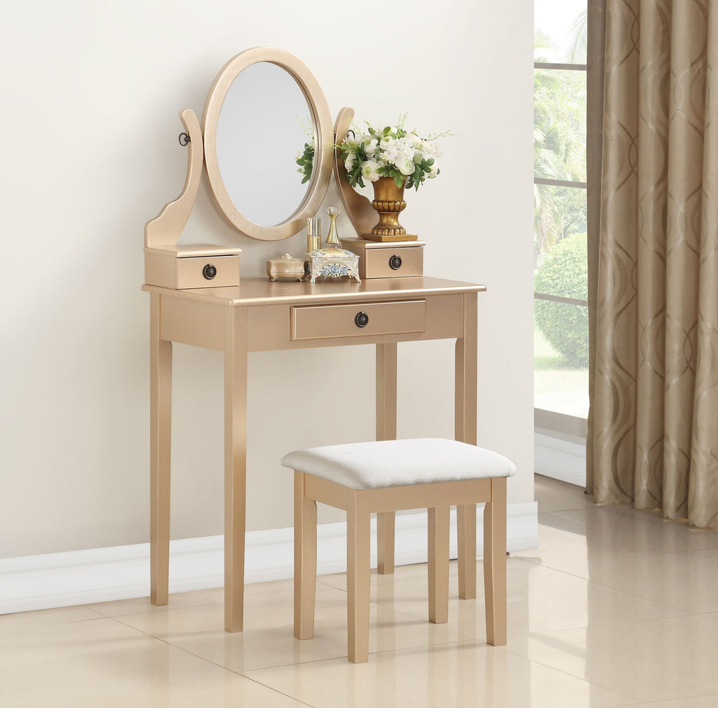 Moniya Gold Vanity Set with Mirror and Stool