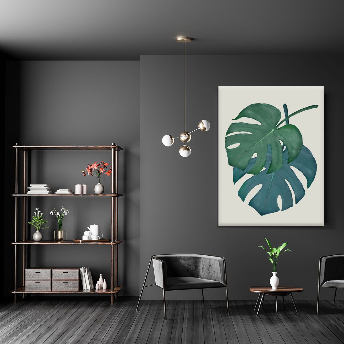Monstera Aqua 06 Canvas Print or Poster