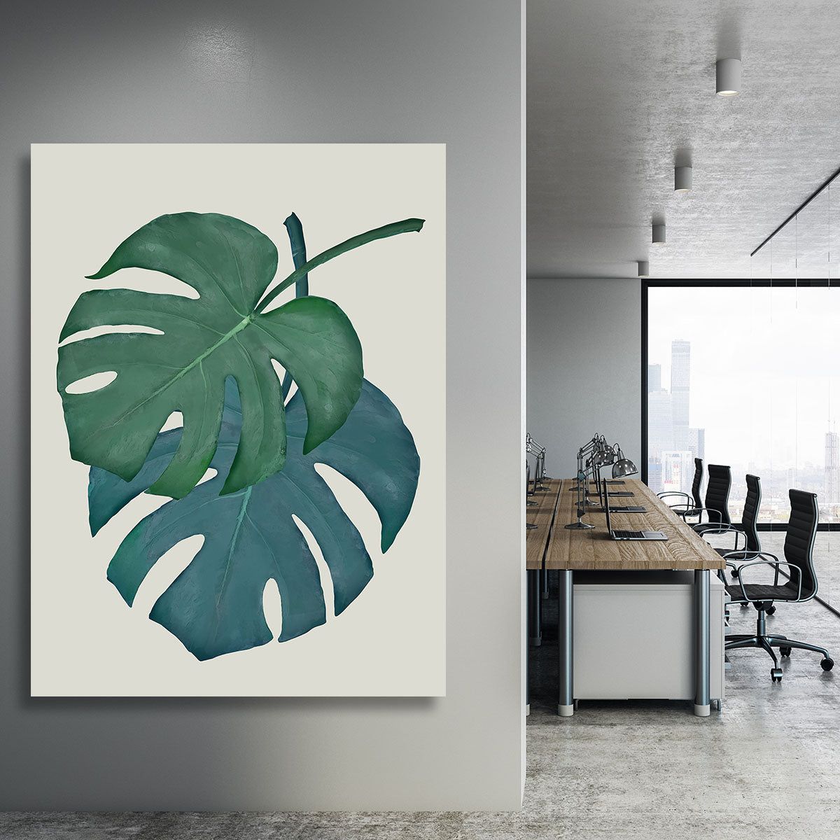 Monstera Aqua 06 Canvas Print or Poster