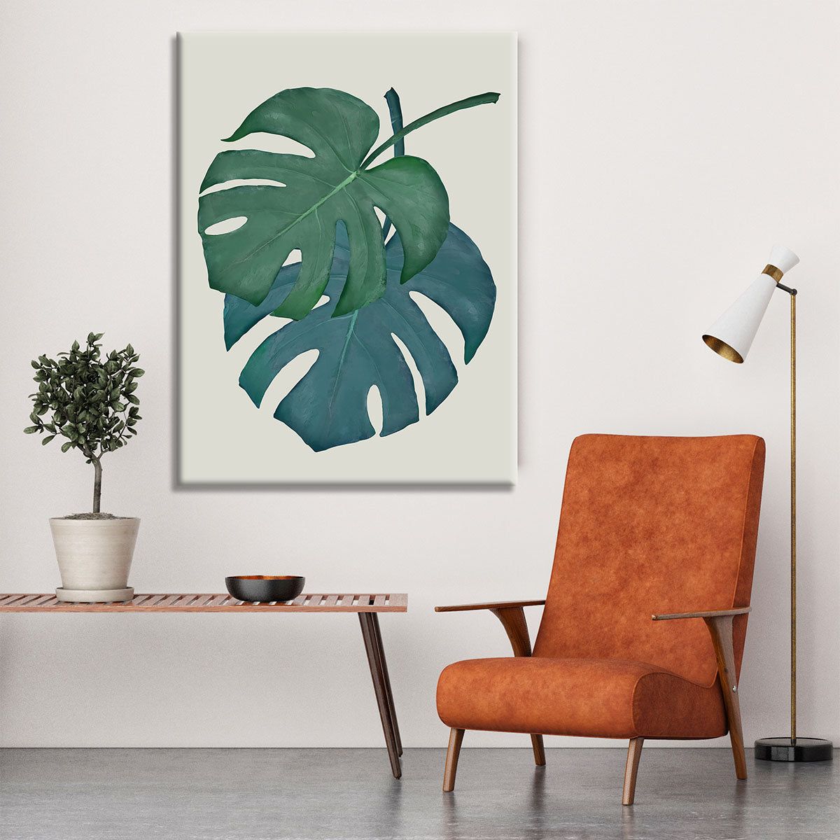 Monstera Aqua 06 Canvas Print or Poster