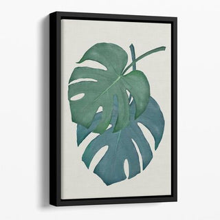 Monstera Aqua 06 Floating Framed Wall Art