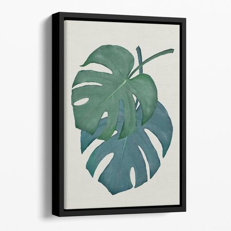 Monstera Aqua 06 Floating Framed Wall Art