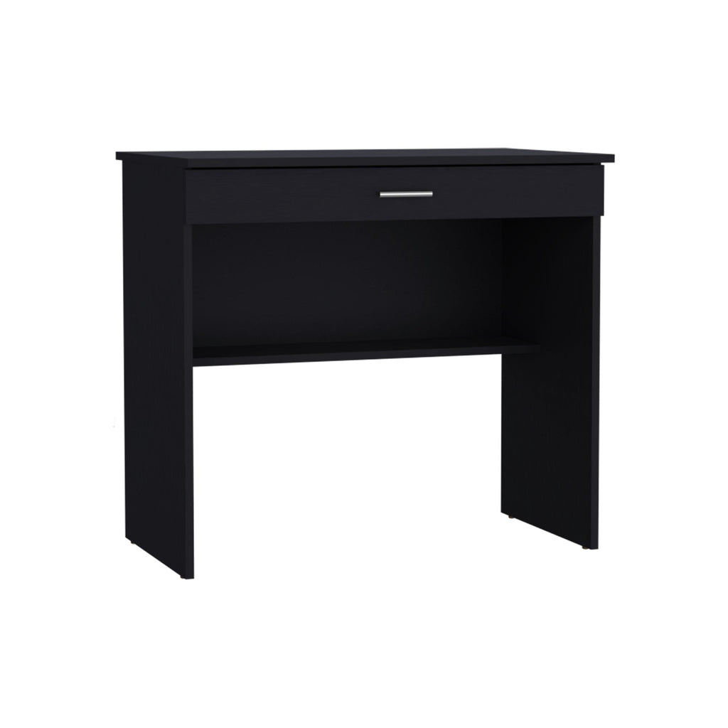 Montana Black Desk with Drawer and Lower Storage Shelf