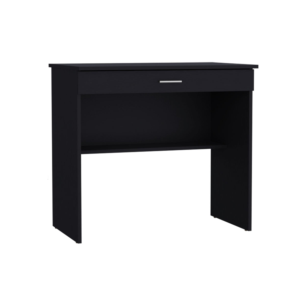 Montana Black Desk with Drawer and Lower Storage Shelf