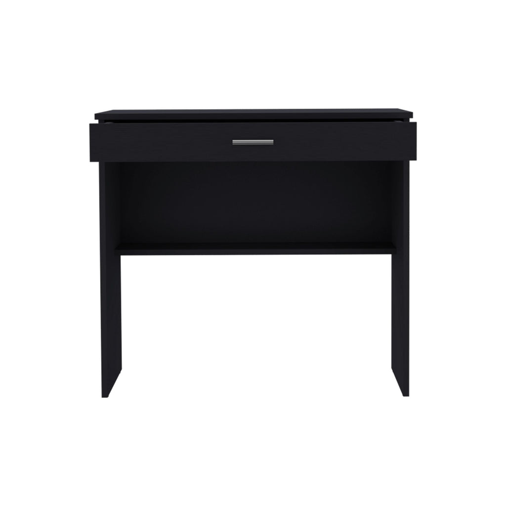 Montana Black Desk with Drawer and Lower Storage Shelf