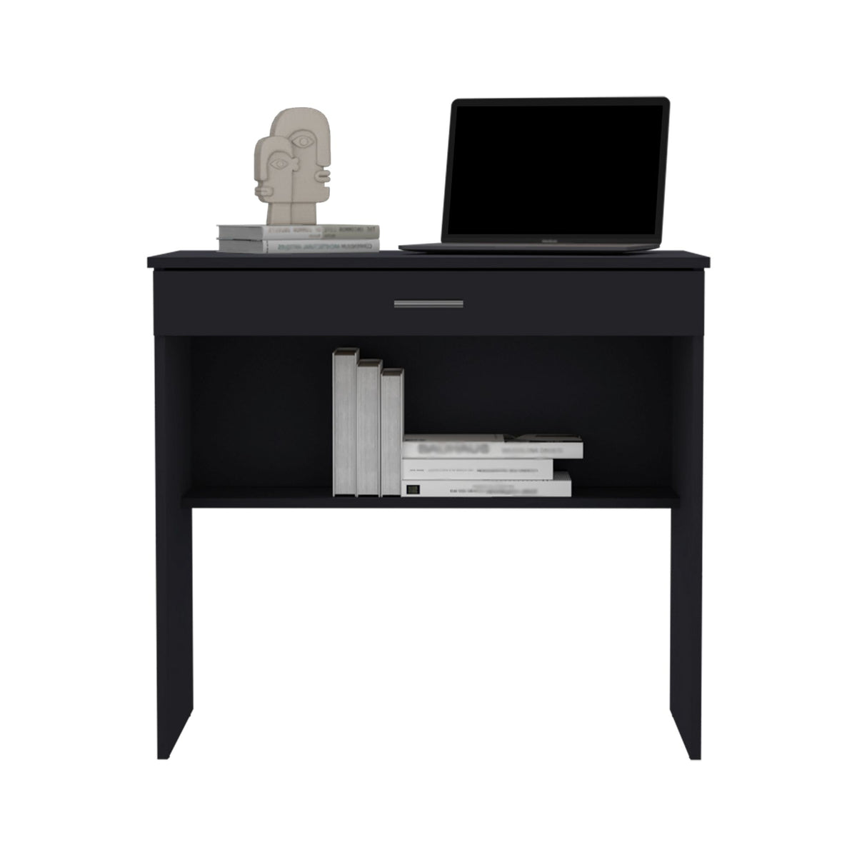 Montana Black Desk with Drawer and Lower Storage Shelf