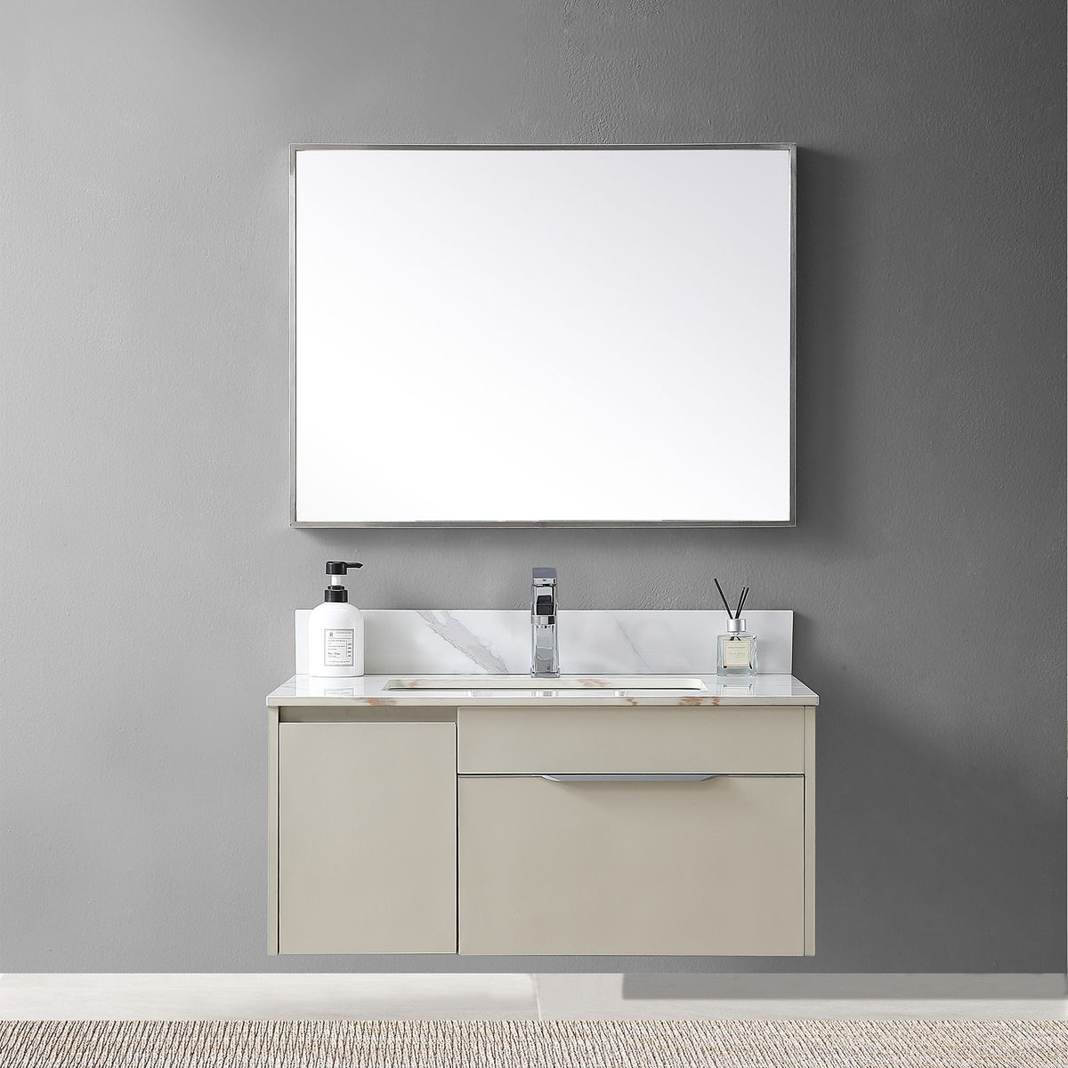 Carrara Gold Vanity Top with Undermount Sink and Backsplash