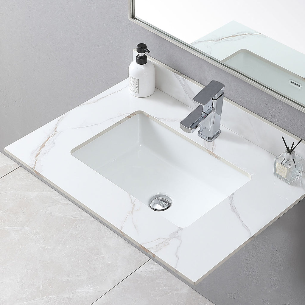 Carrara Gold Vanity Top with Undermount Sink and Backsplash