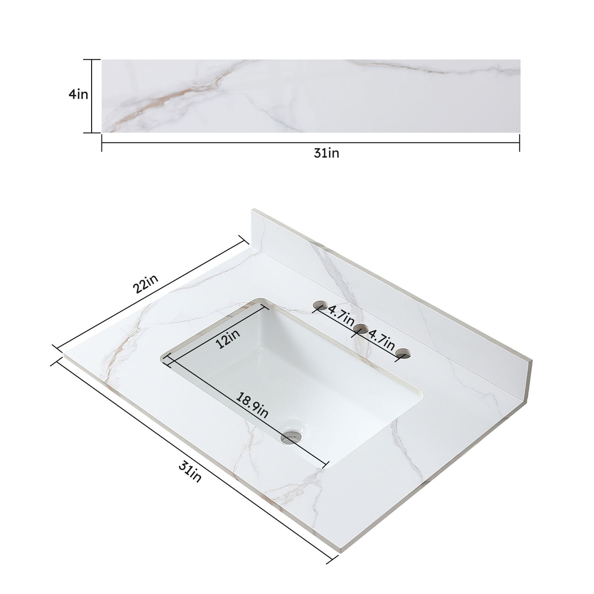 Carrara Gold Bathroom Vanity Top with Undermount Sink