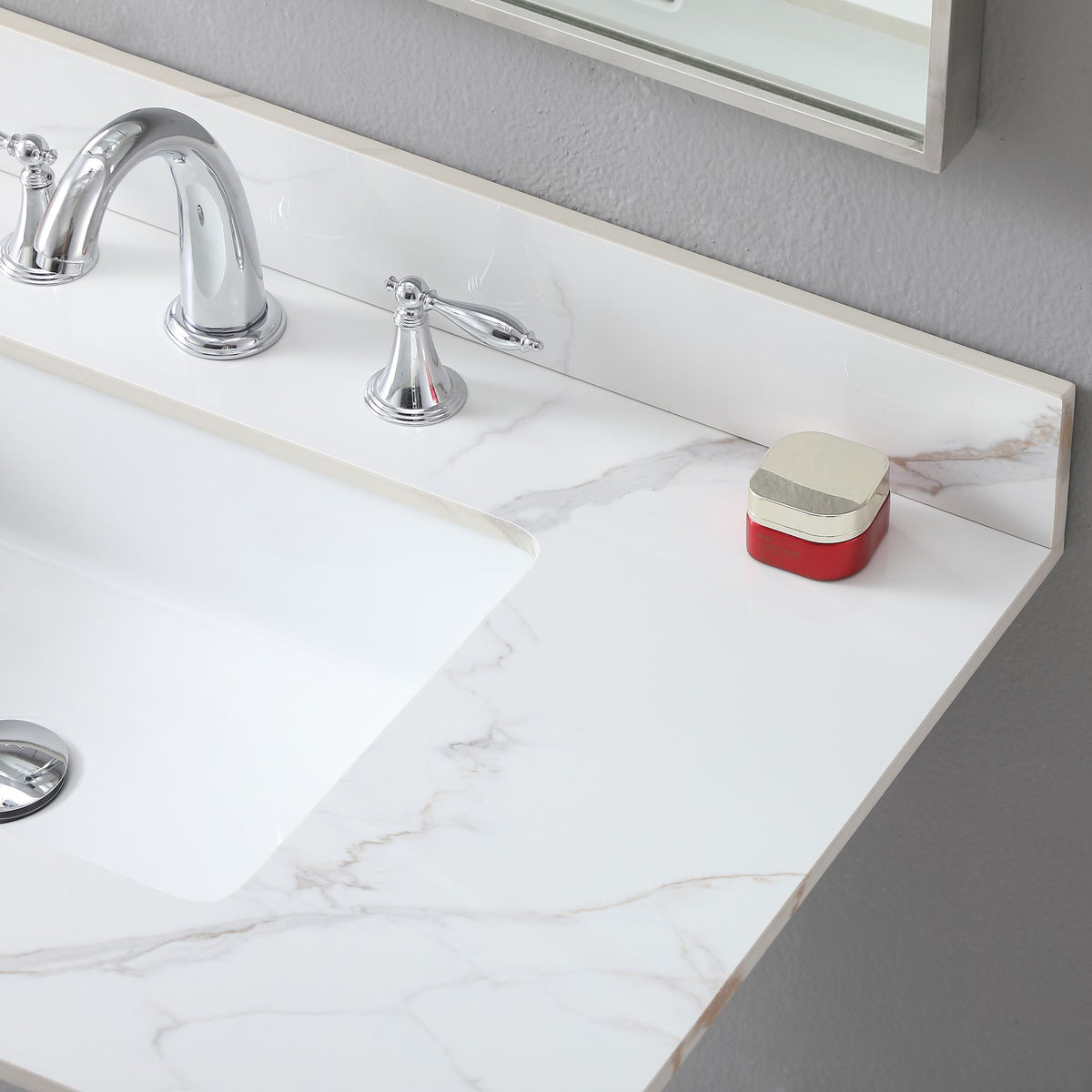 Carrara Gold Vanity Top with Undermount Sink and Backsplash