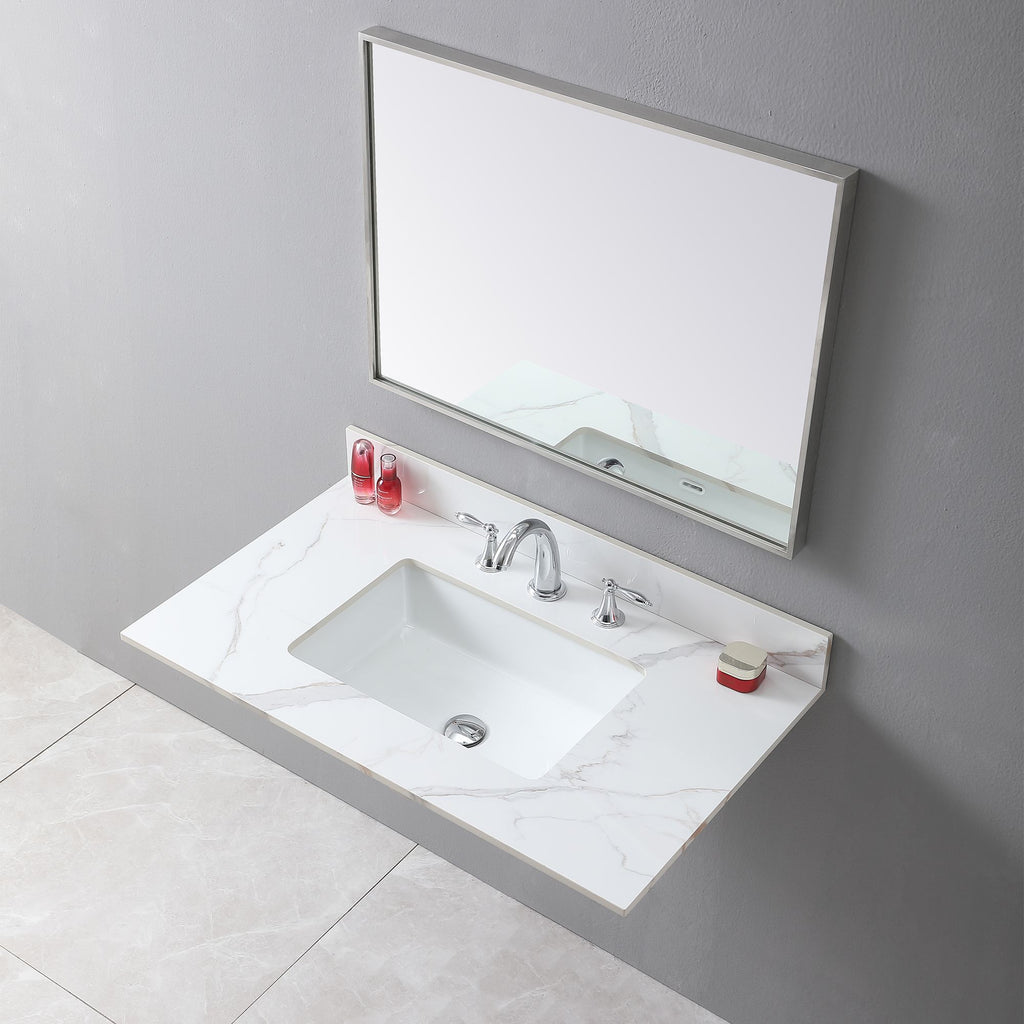 Carrara Gold Vanity Top with Undermount Sink and Backsplash